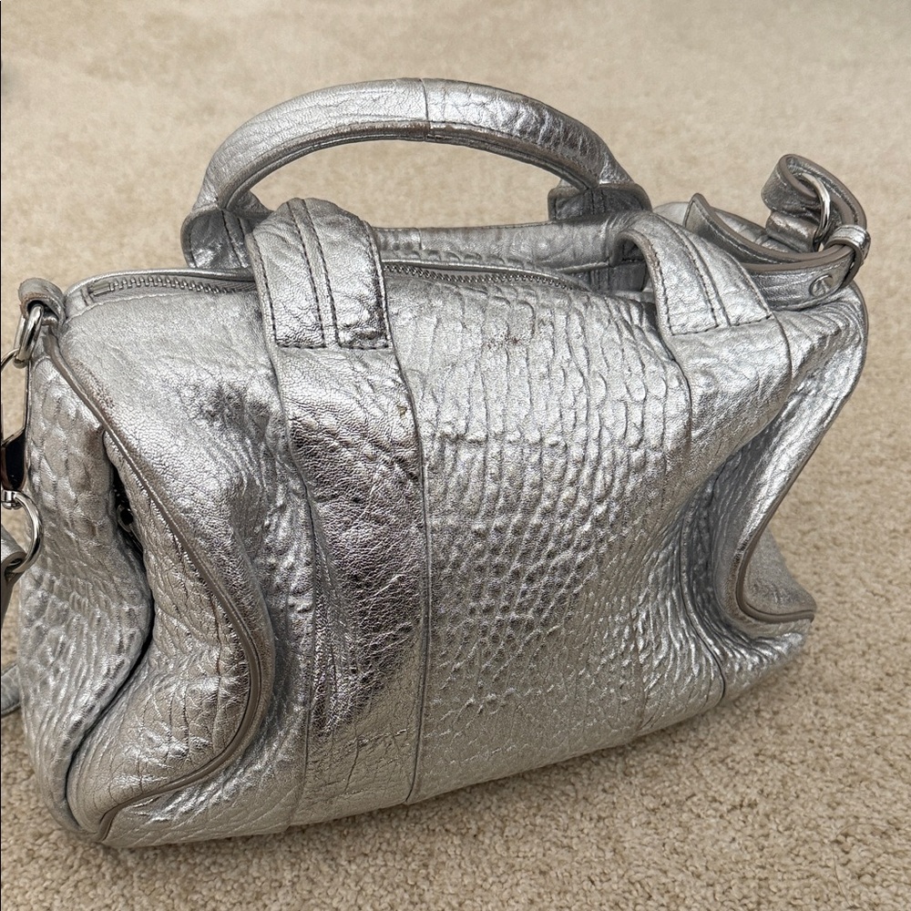 Alexander Wang Pebbled Lambskin Rockie Silver with Silver Hardware